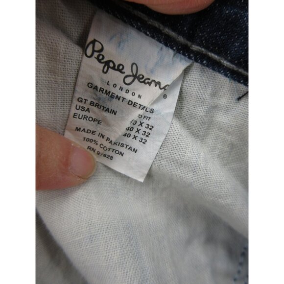 VINTAGE Pepe Jeans 40X32 Hip Hop Loose Baggy Distressed Y2K Flap Pocket - Picture 12 of 13